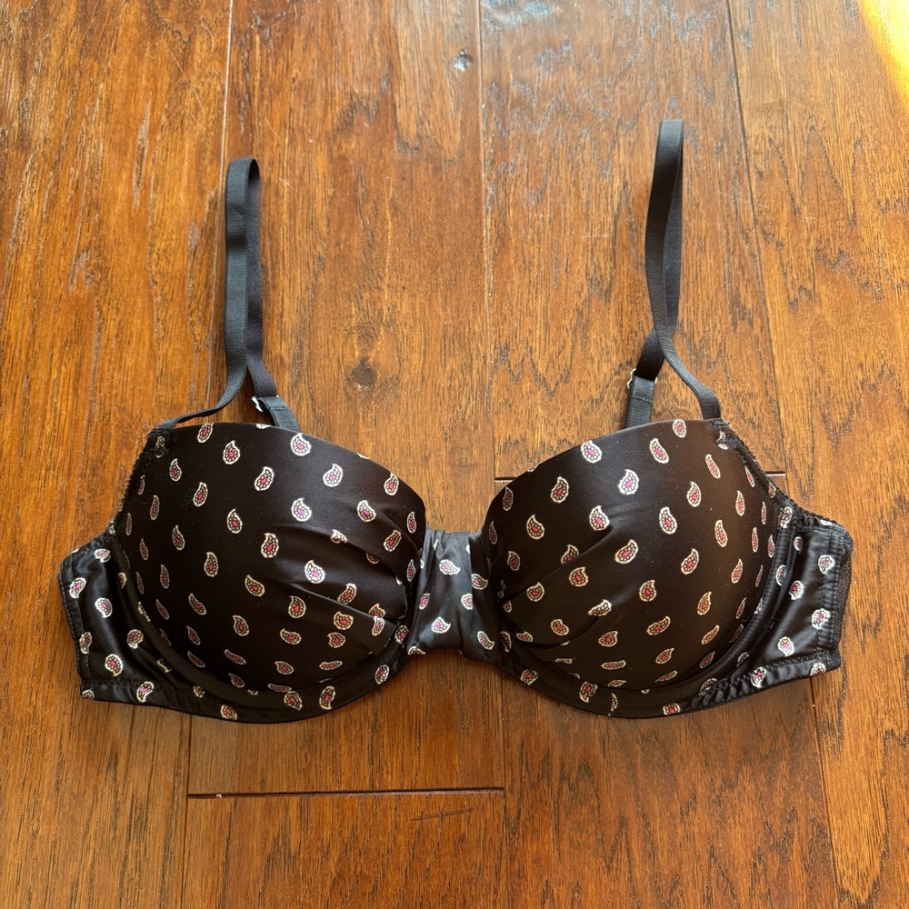 Aerie Holly Black Paisley Silky Push Up Bra | Size 34B